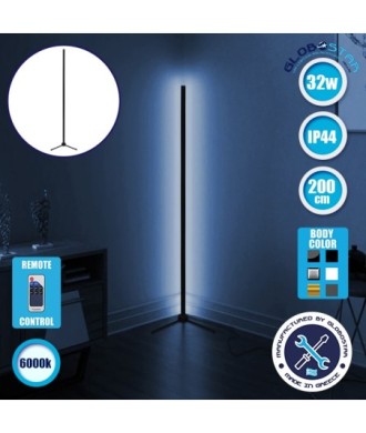 Μοντέρνο Minimal Επιδαπέδιο Μαύρο Φωτιστικό 200cm LED 32 Watt με Ασύρματο Χειριστήριο RF & Dimmer Ψυχρό Λευκό 6000k GloboStar ALIEN Design GLOBO-200-1